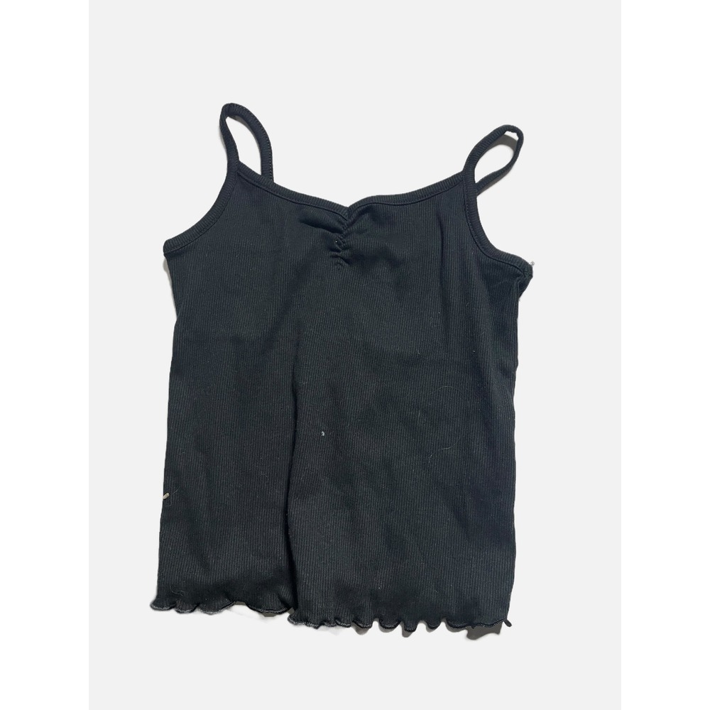 Art Class Camisole Tank Top Kids Size S 6/7 Black Ribbed Lettuce Edge Sweetheart